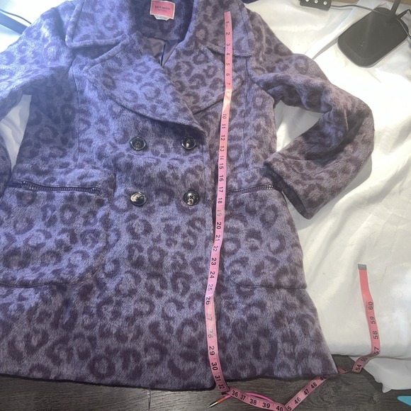 Kate Spade  Womens Sz 12 new York Purple Brushed Leopard Peacoat Coat Soft 226 - Picture 11 of 13